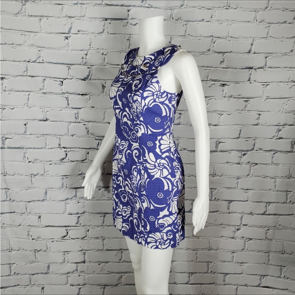 Lilly Pulitzer | Blue Tide Pools Beaded Shift Dress - Picture 13 of 15